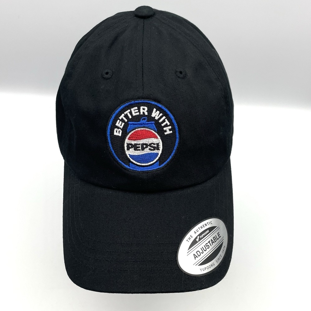 Pepsi "Better With Pepsi" Embroidered Logo Black Adjustable Dad Hat Cap‎ Soda